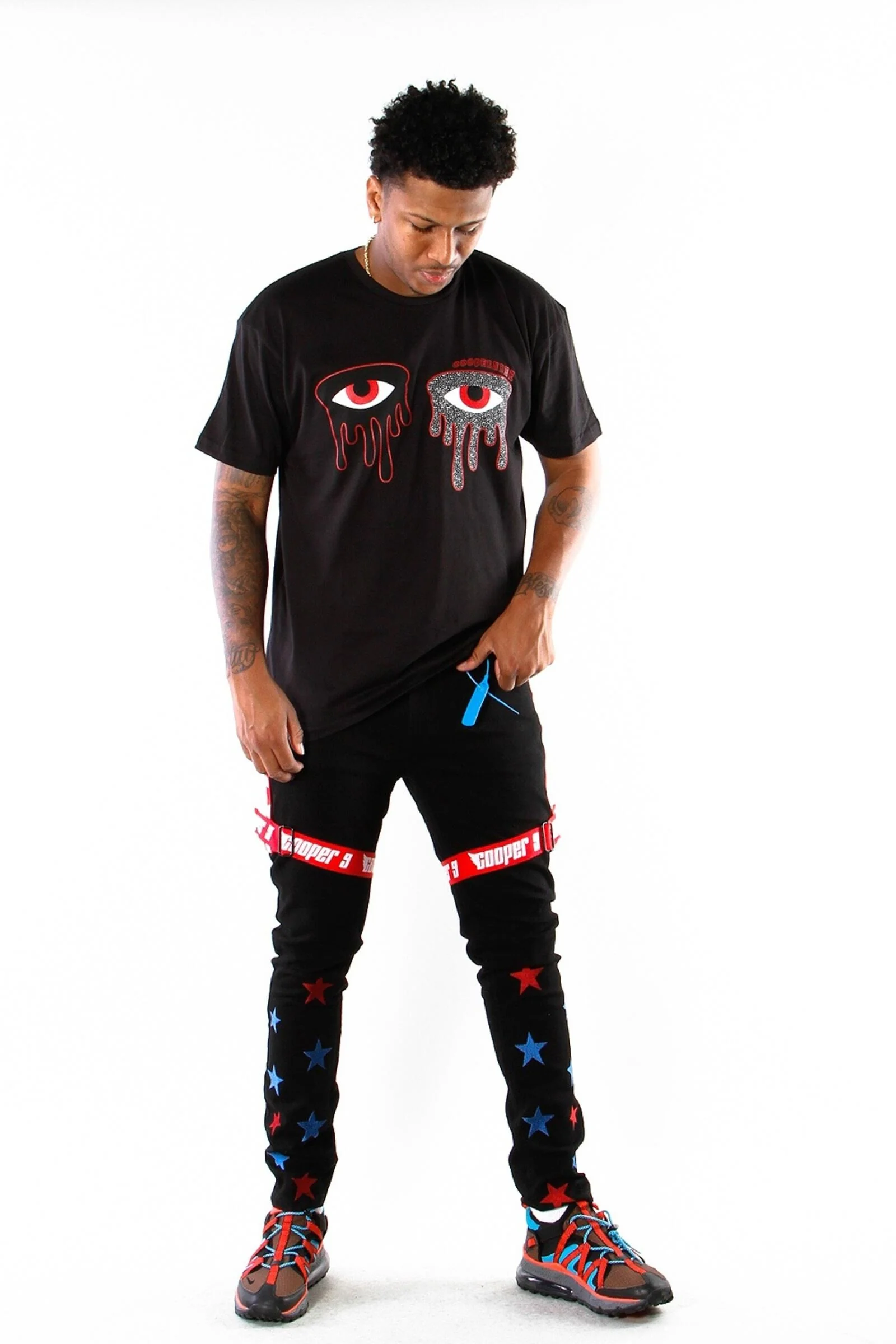 MEN'S 506 "STAR" JEANS (BLACK/BLUE/RED) - Image 3