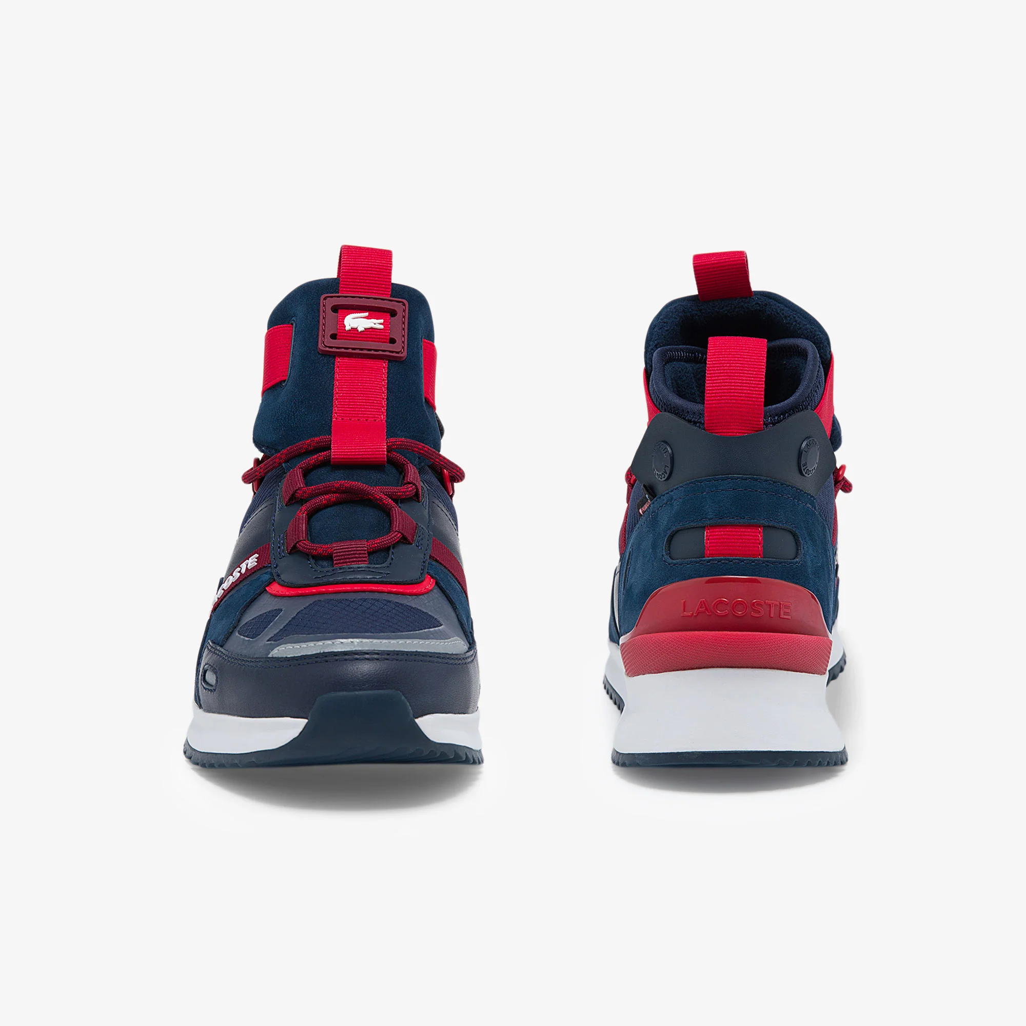 MEN'S LACOSTE RUN BREAKER TEXTILE AND LEATHER TRAINER (NAVY/RED) - Image 5